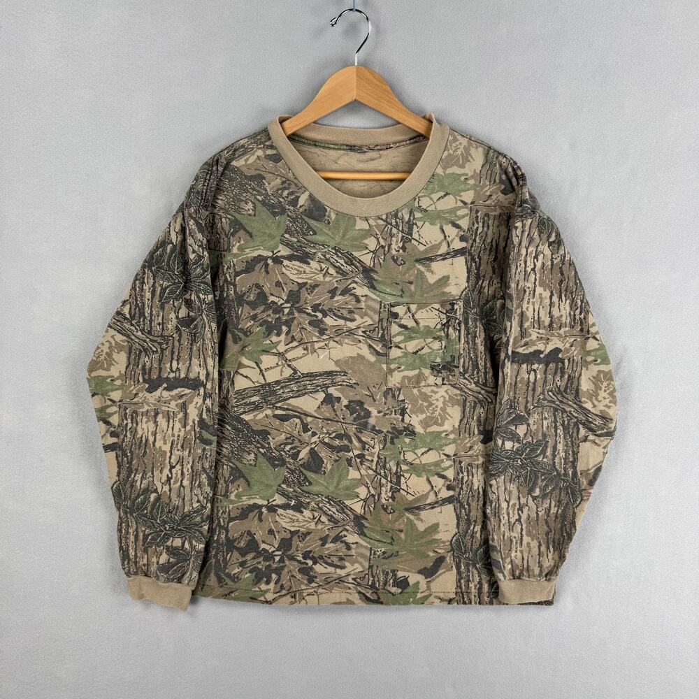 Vintage Realtree Shirt Mens XL Brown Camo Long Sleeve Crewneck Hunting Outdoor